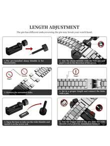 1入組男女皆宜銀色實心不銹鋼三樹鏈手鍊,可與apple Watch兼容,並帶有手錶工具 - 銀色 - 查看 4