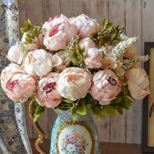 13 Heads Artificial Peony Flowers With Stems For Living Room Home Dining Table Decoration - Baby Pink - View 1
