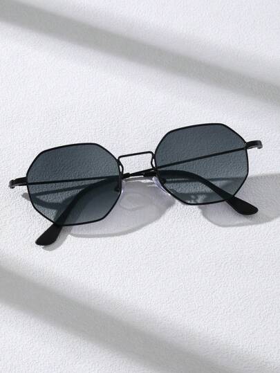 زوج واحد من النظارات الكلاسيكية المعدنية الهندسية بإطار أسود للرجال، إكسسوارات عصرية للركوب والصيد والنزهات اليومية والشاطئ والرحلات الخارجية والسفر