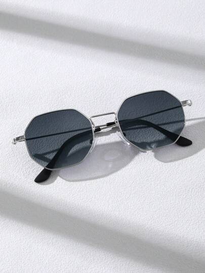 نظارة معدنية كلاسيكية بإطار هندسي فضي أنيقة للرجال، ملحقات أنيقة للاستخدام اليومي ، للرياضات الخارجية والصيد والشاطئ والسفر، أسلوب مدرسي عصري مثالي للبداية الدراسية