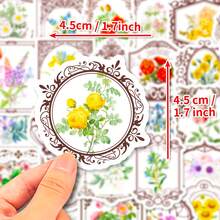 50入組白色花卉貼紙,適用於筆記本電腦、剪貼簿、行李、手機,大量裝載的女孩、學生、青少年、成年人貼紙 - 彩色 - 查看 4