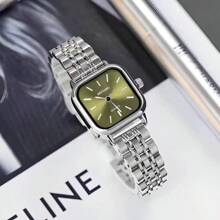 1 件适合高中女生的利基高吸引力女士手表，具有 ins 风格，简约、优雅、奢华、淑女石英腕表 - 綠色 - 查看 3