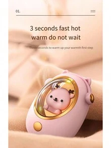 1只usb充電可愛的寵物（粉色）手套,具有兩級調節和多彩led燈,是嬰兒的迷你便攜式加熱裝置,自發熱,適用於送禮 - 粉色 - 查看 9