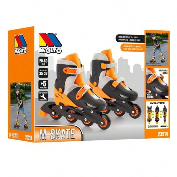 Molto VERSCHIEBBARE ORANGE INLINE SKATES, Grösse M (35/38) (Molto 23214)