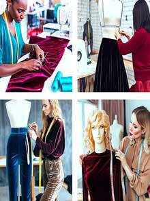 1pc Solid Color Velvet Fabric Weft Knitted Dense Velvet Decorative Fabric - Black - View 9