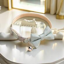 1pc Adjustable Light Blue Bow Tie Collar With Buckle For Dogs And Cats