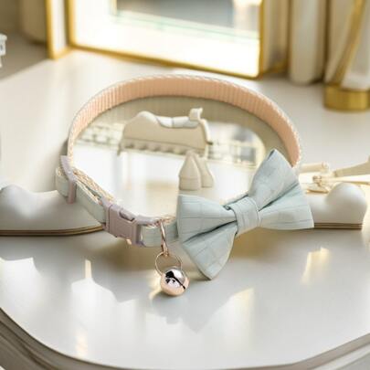 1 件可調式淺藍色領結項圈扣環適合狗和貓