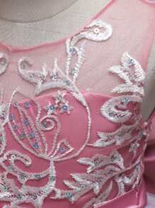 女孩蕾丝粉色优雅连衣裙、花童连衣裙、伴娘连衣裙、生日派对、婚礼、节日、公主裙、舞会礼服、毕业典礼、圣诞节