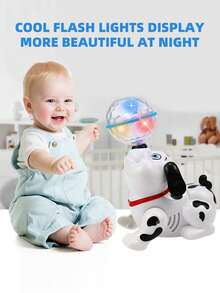 1 件电动音乐灯光投影跳舞狗玩具，360°旋转，儿童生日的完美礼物（部分配件随机/颜色随机） - 白色 - 查看 13