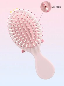 珍珠奶茶熊豬兔恐龍系列梳子1入組,女性便攜式小型氣墊梳,按摩頭皮及造型工具 - 紫色 - 查看 3