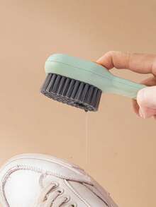 1pc Green Liquid-Filled Cleaning Brush + 1pc Transparent Hook Press-Type Shoe Washing Brush - Green - View 4