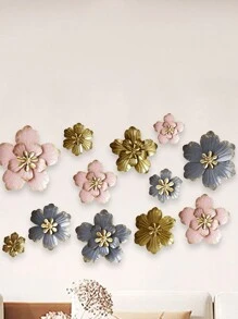 1入組金屬花卉牆飾,波西米亞金屬牆藝品裝飾品,適用於室內外家居、浴室、庭院、臥室、客廳或壁雕 - 粉色 - 查看 3