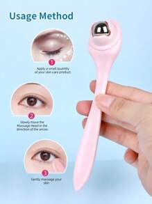 1pc Pink Stainless Steel Ice Roller And 360 Degree Massage Ball Eye Massager, To Reduce Puffiness, Dark Circles, Wrinkles. Skincare Facial Beauty Tool