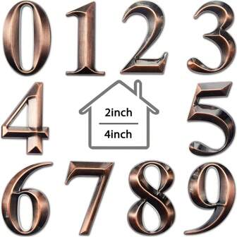 1pc House Numbers 3D Door Mailbox Numbers 0-9 Self Adhesive House Door Numbers House Street Address Numbers Stickers For House, Apartment, Office, Hotel Room, Mailbox Signs (Bronze)