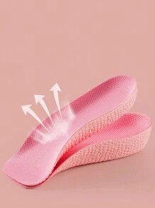 A Pair Of Pink Popcorn Heightening Insoles With Soft Soles, Invisible Heightening Three-quarter Insoles Suitable For Sports Shoes And Boots
