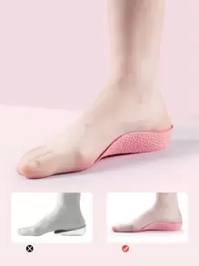 A Pair Of Pink Popcorn Heightening Insoles With Soft Soles, Invisible Heightening Three-quarter Insoles Suitable For Sports Shoes And Boots