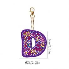 D字母鑽石繪製鎖匙扣禮品套裝,5d全鑽專用形狀鑽石繪製馬賽克製作工具套裝,適用於兒童和成人,鑽石藝術手工製作吊飾鑰匙扣 - 彩色 - 查看 2