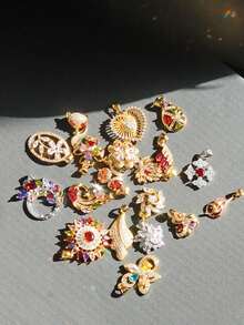 1 Set Of Shiny Rhinestone Pendant, Can Be Diy As Necklace Or Earrings, Various Styles Available - Sunflower - View 5