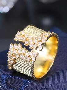 1 件奢华镀金男女通用戒指，带微镶嵌，适用于新娘手饰、婚礼/派对戒指皇家万圣节 - 金色 - 查看 7