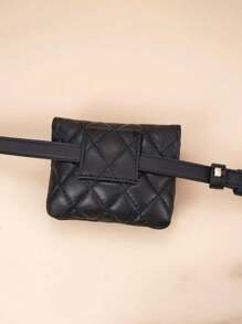 1pc Women's Waist Bag Chain Bag French Rhombic Waist Belt Bag Ins Mini Lightweight Leather Belt Sling Bag Versatile Waist Pouch