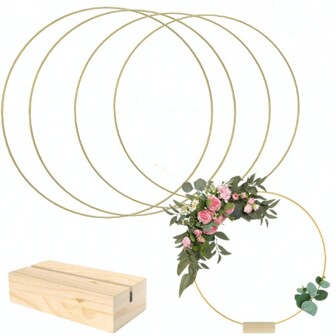 1 Pc Golden Floral Hoop Metal Ring For Living Room DIY Artificial Flower Wreath Craft Bridal Event Table Decoration Accessory Stylish Metal Wreath Dream Catcher Ring Wedding Wreath(Wooden Base Needs To Be Purchased Separately) Best Gifts Birthday Graduation