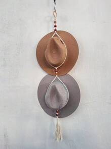 1pc 1/2/3/4-Tier Tassel Hanging Boho Woven Hat Rack, Wall Mounted Hat Storage Rack, Tassel Decoration, Shelves For Wall, Household Storage Organizer For Hallway, Bedroom, Home, Wall Decor, Aesthetic Room Decor, Farm House Decorations Decor Festival Decor Room Decor Home Decor Bed Room Decor Dress Pants Shoes Jeans Boots Skirt Bedroom, Organizer, Home Storage, White T Shirt Women, Black Pants Women, Ladies Winter Clothes, Dress,