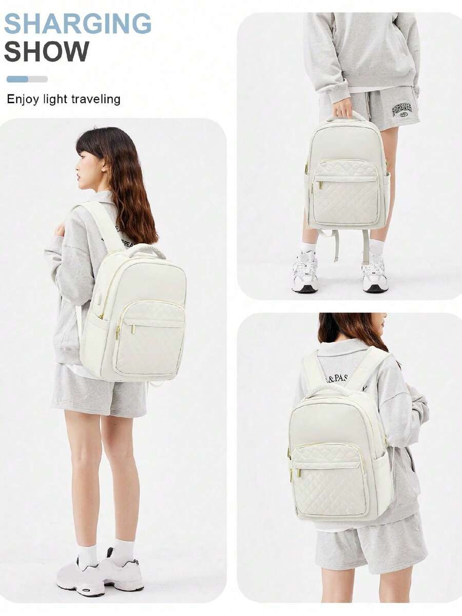 Ba lô Giải trí Ba lô Du lịch Ba lô Cặp sách Ngoài trời Máy tính Ba lô Phù hợp 14 Inch Máy tính xách tay Nhẹ Không thấm nước Với Cổng sạc USB Nhiều Túi Chống trộm Thích hợp Cho du lịch Làm việc Ngày lễ Cao đẳng Trường học Ngoài trời Thể dục Đối với phụ nữ Nam Không giới tính Sinh viên - Màu be - Xem 1