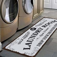 1 件洗衣房地墊,水晶絨材質,柔軟,防滑,吸水,快乾,可水洗,耐髒,家用跑步地毯 - 白色 - 查看 1
