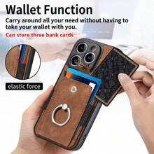 1入黑色休閒商務防盜刷痕手機殼,內置卡槽和手指環扣,兼容iphone - 黑色 - 查看 4