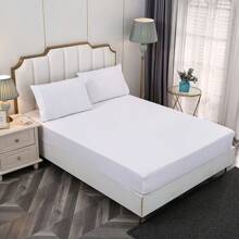 White Fitted Sheet Set Of 3 Pieces [1 Fitted Sheet + 2 Pillow Cases] - White - View 1