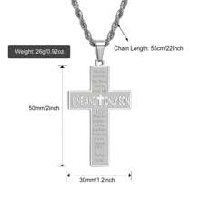 1 件嘻哈經文項鍊男士勵志不銹鋼 22 英寸扭鏈鍍銀吊墜項鍊適合男孩防水珠寶禮物 - 銀色 - 查看 2