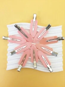 10pcs Hair Shiny Sequin Glitter No-Trace Clips, Suitable For Bangs, Skateboard, Duck Mouth - Pink - View 3