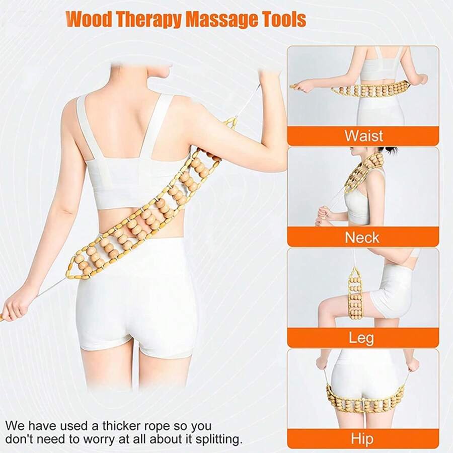 木製按摩滾輪松弛肌肉，女性用背部滾輪按摩器，適用於腹部、腿部、背部、胃部、腰部按摩，身體按摩工具，母親節禮物送媽媽