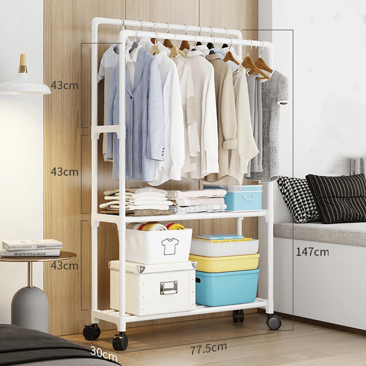Shoe Rack For Closet, Shoe Organizer With Hat, Coat Rack, Entryway Shelf For Storage Shoe Rack + Bag Rack Clothes Hats Stylish Easy To Assemble - Black and White - View 1