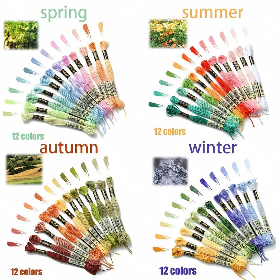 12 Polyester Khâu chéo Đối với DIY Thủ công mỹ nghệ , Bốn Màu sắc Loạt ( Xuân hạ thu đông ) - Nhiều màu - Xem 1