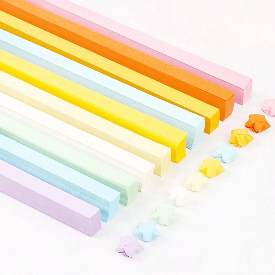 1030 Hojas Papel De Origami Con Estrellas, Papel De Estrella De La Suerte De Origami De Artesanía Manual Colorido, Creatividad De Artes De Papel Diy (10 Colores) - Color de luz 10-1350 - Ver 1