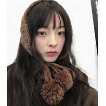 1 Pieza Calentador De Orejas De Invierno Versión Coreana Estilo Kpop Orejera Esponjosa Con Diseño Plegable Para Mujeres, Regalo De Navidad/día De San Valentín - Café integral - Ver 10