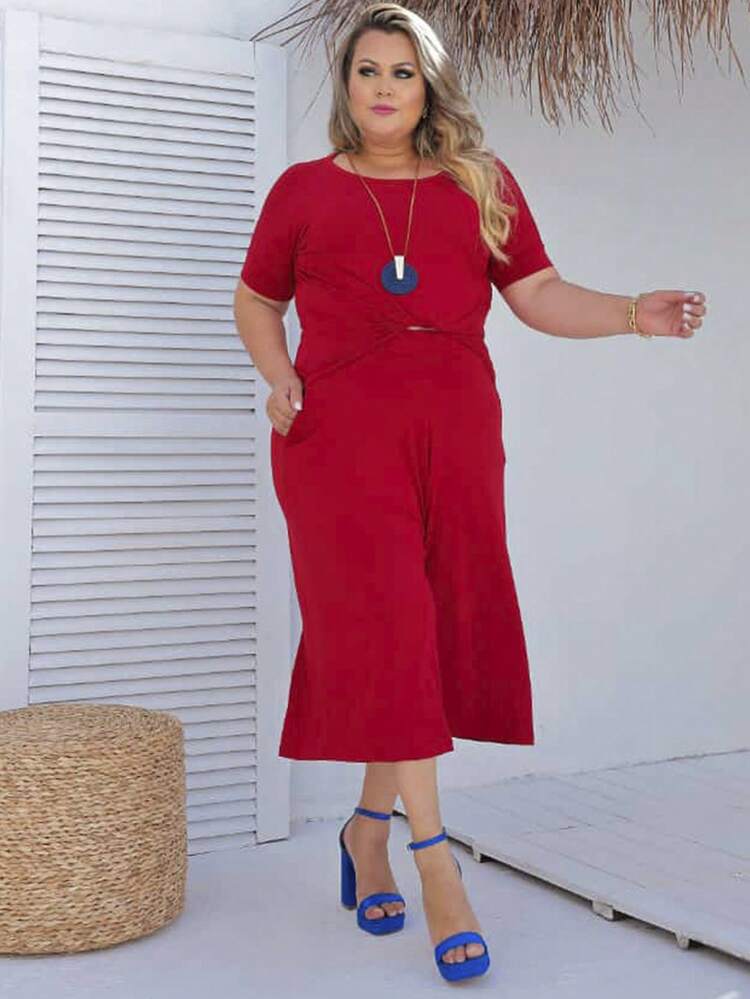 Women Two-piece Outfits - 紅色 - 查看 1