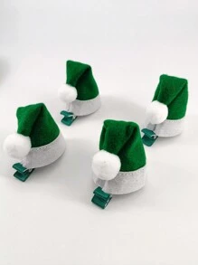 4个/包 女士中号绿色圣诞帽发夹，适用于圣诞鹿耳朵，发饰 - 彩色 - 查看 1