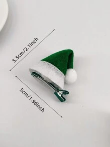 4个/包 女士中号绿色圣诞帽发夹，适用于圣诞鹿耳朵，发饰 - 彩色 - 查看 5