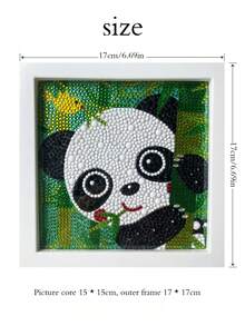 1pc Panda Diamond Painting Kit, Includes 15x15cm Canvas, 17x17cm Plastic Frame, Crystals & Tools For Diy, Living Room & Bedroom Decoration, Not A Finished Product - White - View 2