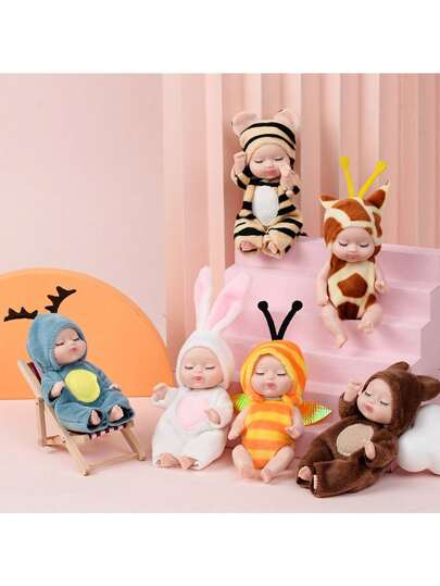 1 套/6 件睡觉逼真重生娃娃男孩和女孩儿童娃娃礼物套装