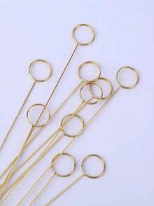 10pcs Metal Heart/Round Bouquet Card Holders For Flower Arrangements - Gold - View 7