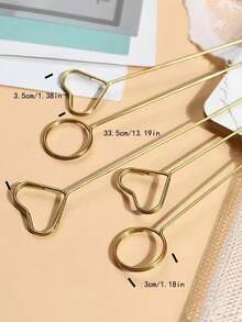 10pcs Metal Heart/Round Bouquet Card Holders For Flower Arrangements - Gold - View 2