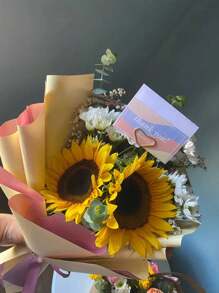 10pcs Metal Heart/Round Bouquet Card Holders For Flower Arrangements - Gold - View 4