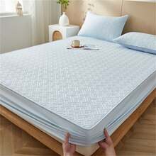 1pc Three-Layer Composite Fitted Sheet, Warm & Comfortable Mattress Cover, Fashionable Solid Color Mattress Protector - Royal Blue - View 4