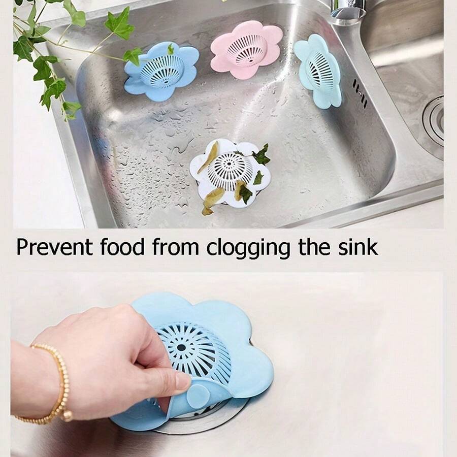1 件装硅胶厨房水槽过滤器浴室淋浴排水盖收集器过滤器吸盘，颜色随机 - 彩色 - 查看 1