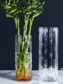 大號玻璃花瓶,帶有幸運竹裝飾,適用於客廳中水培鮮花或乾花,透明高端流行風格 - 無色 - 查看 1