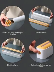 1個家用多功能拍膜器,壁掛式廚房拆拉特別撕裂錫箔紙,塑膠包裹紙機,拍膜器,saran包裝機,鋁箔紙,羊皮紙注射器,廚房工具(不含膠黏劑) - 藍色 - 查看 3