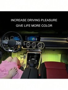 1套多色rgb汽車裝飾燈霓虹燈冷光條,汽車環境內飾節奏led條燈組合 - 彩色 - 查看 3